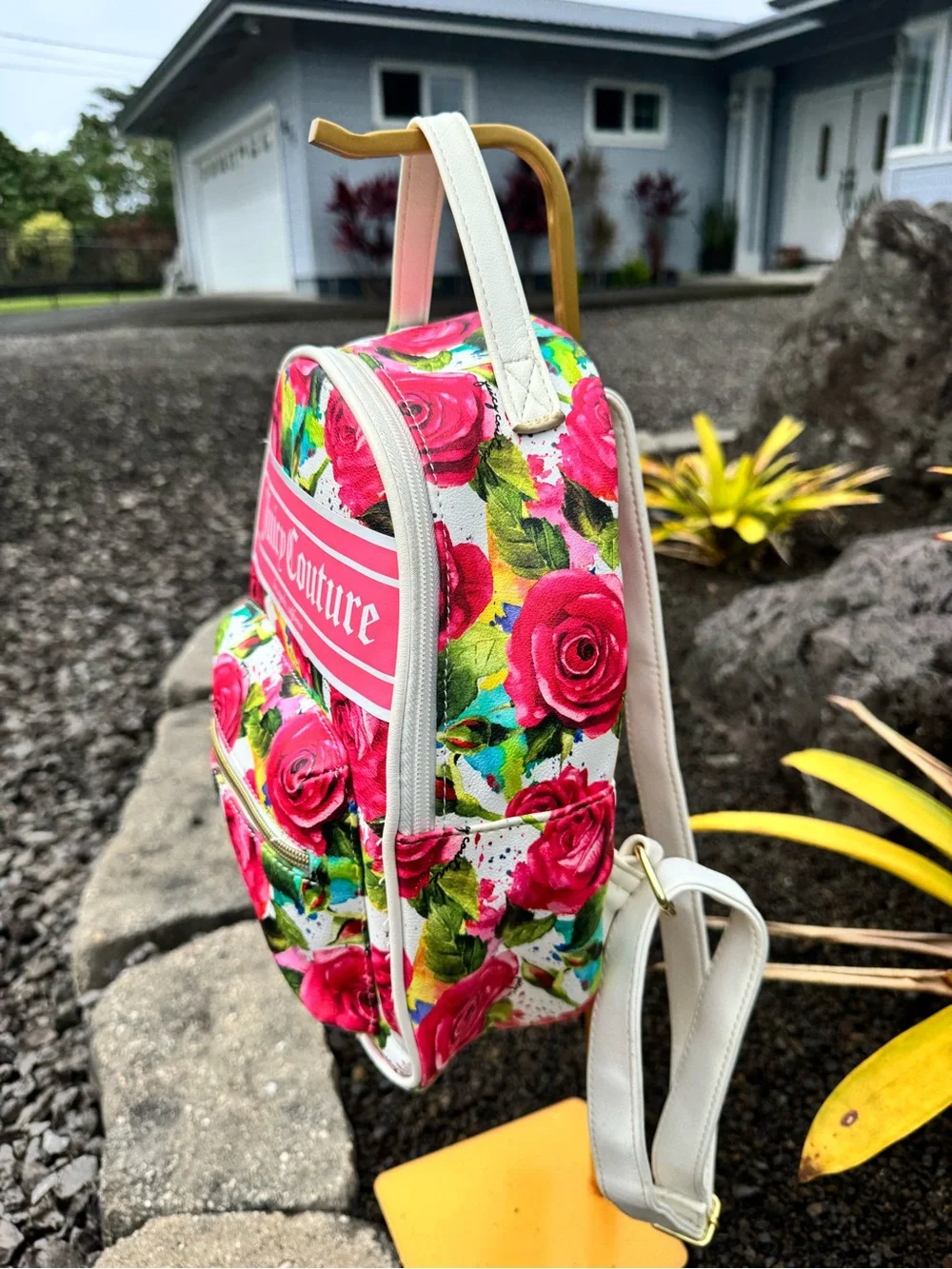 Juicy Couture Floral Mini Backpack | Rose Print Backpack Y2K Aesthetic - Picture 3 of 7